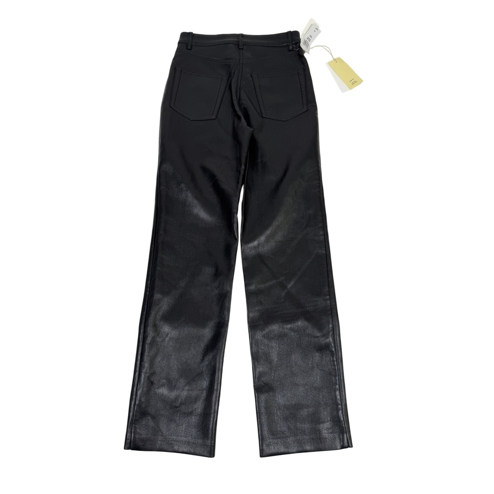 Aritzia Wilfred Melina High Rise Straight Vegan Leather Pants Black Size 00 NWT - Picture 5 of 9